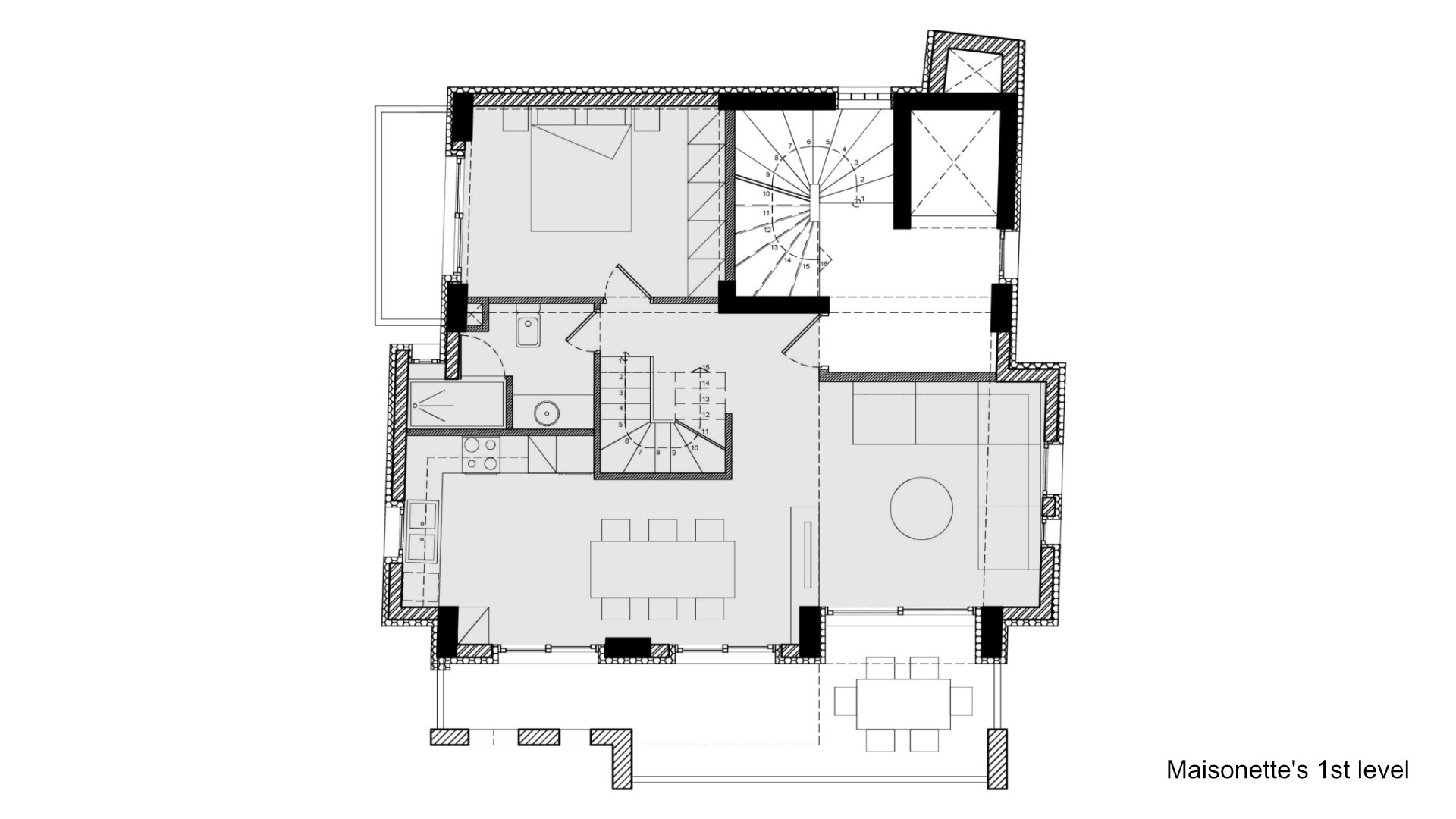 two level apartment, new building, interior design, firtst level